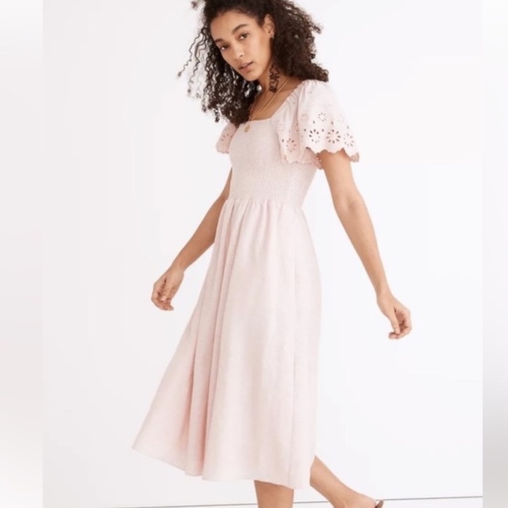 Madewell Pink Lucie Dress Flutter Sleeve